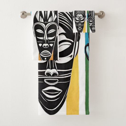 Afrikaanse Tribal Gezichtsmaskers Handdoek Set (Insitu)