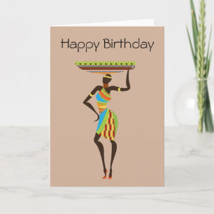 Afrikaanse Tribal Lady met basket tribal verjaarda Kaart