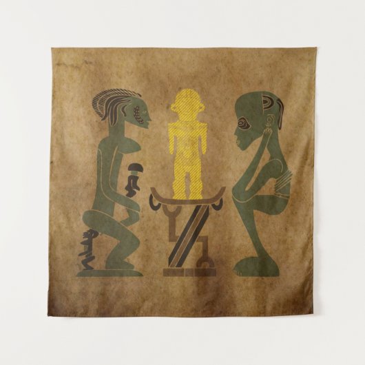 Afrikaanse tribal scene rock carving kunst wandkleed (Voorkant)