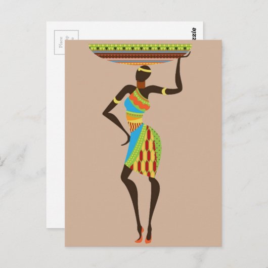 Afrikaanse tribale dame met stammenkunst uit een m briefkaart (Voorkant / Achterkant)