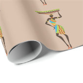 Afrikaanse tribale dame met stammenkunst uit een m cadeaupapier (Rol Hoek)