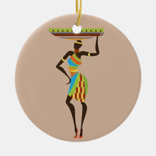 Afrikaanse tribale dame met stammenkunst uit een m keramisch ornament (Voorkant)