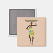 Afrikaanse tribale dame met stammenkunst uit een m magneet (Voorkant / Achterkant)