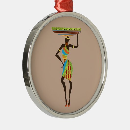 Afrikaanse tribale dame met stammenkunst uit een m metalen ornament (Rechts)