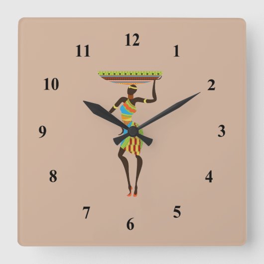 Afrikaanse tribale dame met stammenkunst uit een m vierkante klok (Voorkant)