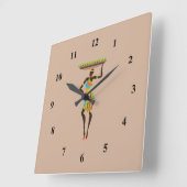 Afrikaanse tribale dame met stammenkunst uit een m vierkante klok (Hoek)