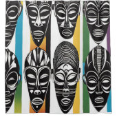 Afrikaanse tribale maskers kleurrijke strepen douchegordijn (Voorkant)