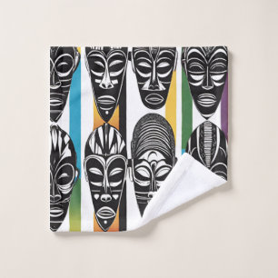 Afrikaanse tribale maskers kleurrijke strepen hand bad handdoek