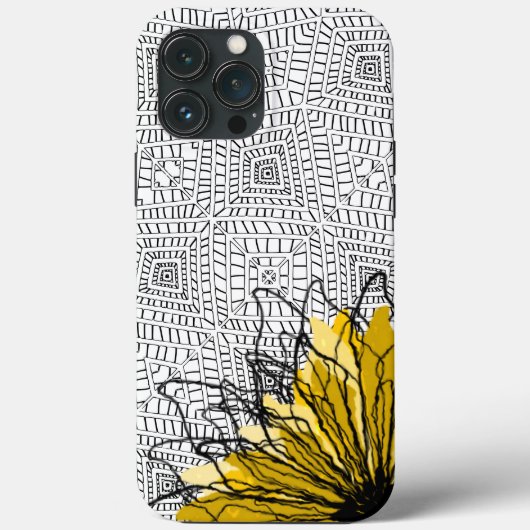 Afrikaanse tribale vierkantjes en Abstracte gele b Case-Mate iPhone Case (Achterkant)