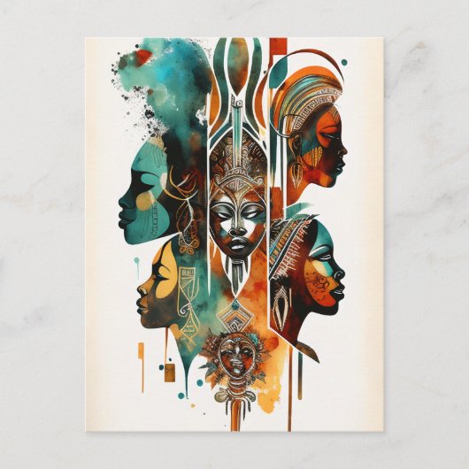 Afrikaanse tribale vrouwen schilderen, hedendaagse briefkaart (Voorkant)