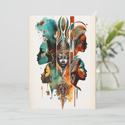 Afrikaanse tribale vrouwen schilderen, hedendaagse kaart (Staand voorkant)