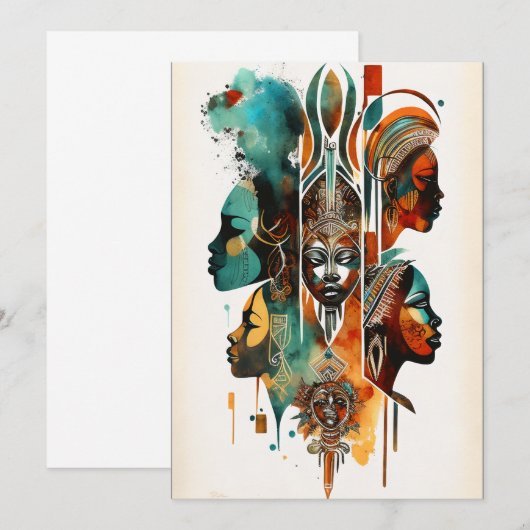 Afrikaanse tribale vrouwen schilderen, hedendaagse kaart (Voorkant / Achterkant)