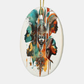 Afrikaanse tribale vrouwen schilderen, hedendaagse keramisch ornament (Links)