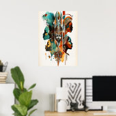 Afrikaanse tribale vrouwen schilderen, hedendaagse poster (Thuiskantoor)