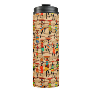 Afrikaanse tribale vrouwenpatroonpatronen thermosbeker