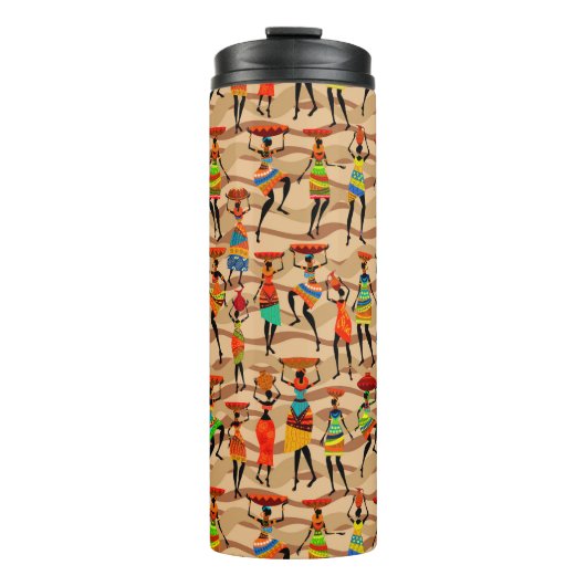 Afrikaanse tribale vrouwenpatroonpatronen thermosbeker (Voorkant)