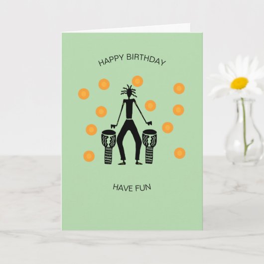 Afrikaanse trommels en Happy Vibe Verjaardag Kaart (Kleine Plant)
