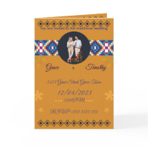 Afrikaanse trouwkaart | Goud & Kente-patroon