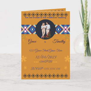 Afrikaanse trouwkaart Goud & Kente-patroon