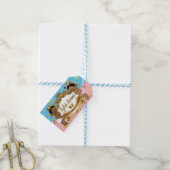 Afrikaanse tweeling prins/prinses roze/blauw spark cadeaulabel (Met Touw)
