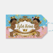 Afrikaanse tweeling prins/prinses roze/blauw spark cadeaulabel (Voorkant (Horizontaal))