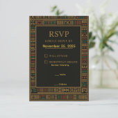 Afrikaanse Verjaardag Gouden Kente RSVP Kaart (Staand voorkant)