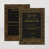 Afrikaanse Verjaardag Gouden Kente RSVP Kaart (Voorkant / Achterkant)