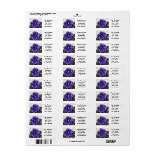 Afrikaanse Violet Blooming Etiket (Full Sheet)