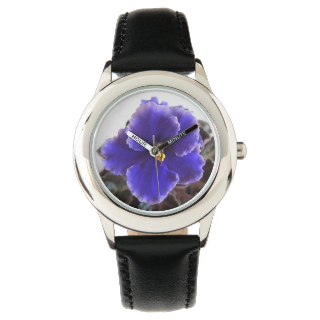 Afrikaanse Violet Blooming Horloge (Voorkant)