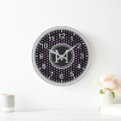 Afrikaanse Violet Polka Dots Modern Monogram Grote Klok (Huis)