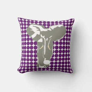Afrikaanse Violet Safari Dot met Pop Art Elephant Kussen
