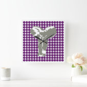 Afrikaanse Violet Safari Dot met Pop Art Elephant Vierkante Klok (Huis)