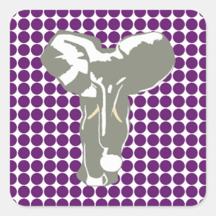 Afrikaanse Violet Safari Dot met Pop Art Elephant Vierkante Sticker
