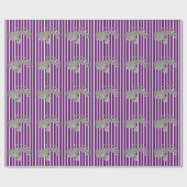 Afrikaanse Violet Safari Stripe met luipaard Cadeaupapier (Vlak)