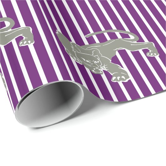 Afrikaanse Violet Safari Stripe met luipaard Cadeaupapier (Rol Hoek)