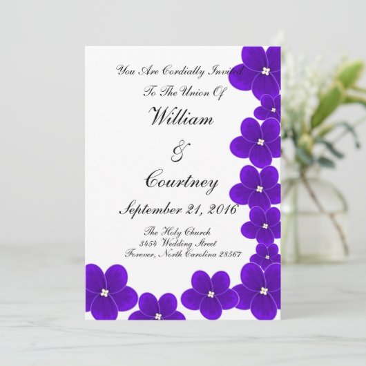 Afrikaanse Violet Uitnodigingen (Staand voorkant)