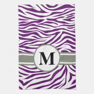 Afrikaanse viooltjesafari Zebra met monogram Theedoek