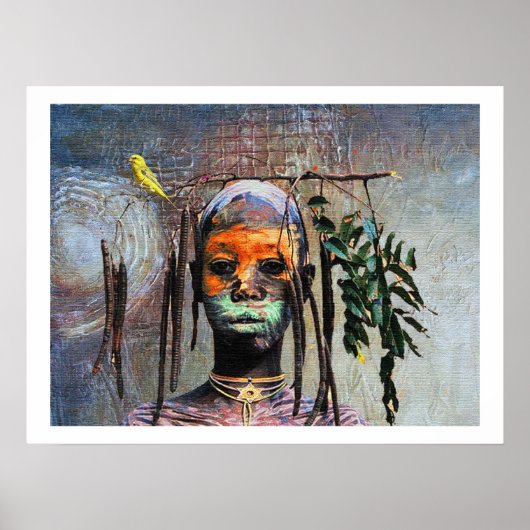 Afrikaanse Vogeljongen — Afrocentrisch Aquarel Poster (Voorkant)