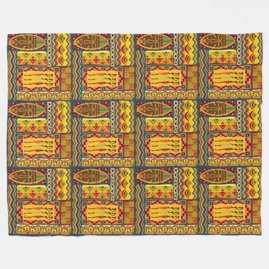 Afrikaanse volkskunst - naadloze vormen patroon 1 fleece deken (Voorkant (Horizontaal))