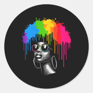 Afrikaanse vrouw Afro Hair Melanine Juneteenth Ronde Sticker