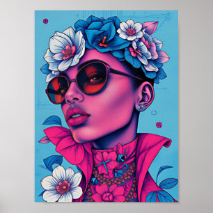 Afrikaanse vrouw bloemen poster