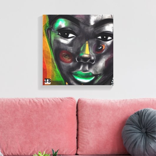 Afrikaanse vrouw canvas afdruk (Insitu (Woonkamer))