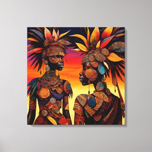 Afrikaanse Vrouw Canvas Kunst (Voorkant)