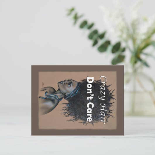 Afrikaanse vrouw Crazy Hair geeft geen grappige pr Briefkaart (Staand voorkant)