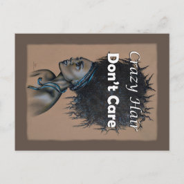 Afrikaanse vrouw Crazy Hair geeft geen grappige pr Briefkaart