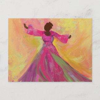 Afrikaanse vrouw die postkaart danst