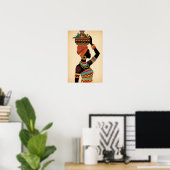 Afrikaanse vrouw die pot draagt Tribale kunst Poster (Thuiskantoor)