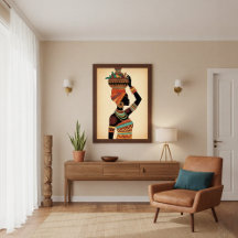 Afrikaanse vrouw die pot draagt Tribale kunst