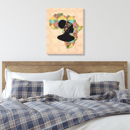 Afrikaanse vrouw en Afrikaanse vrouw in kopschroot Canvas Afdruk (Insitu (Slaapkamer))