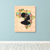 Afrikaanse vrouw en Afrikaanse vrouw in kopschroot Canvas Afdruk (Insitu (Houten vloer))